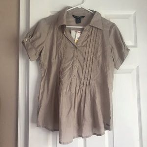 Creme Button Beaded Top